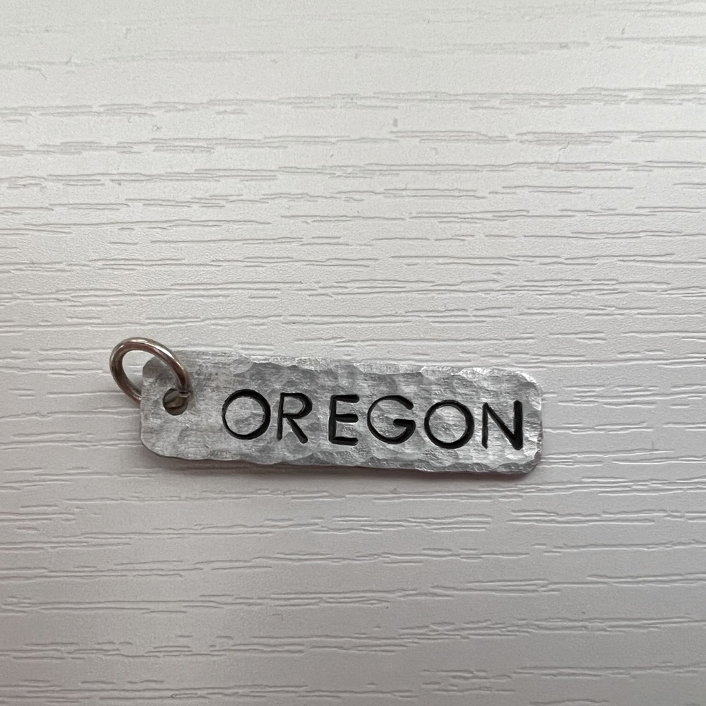 Stamped Oregon Necklace Pendant